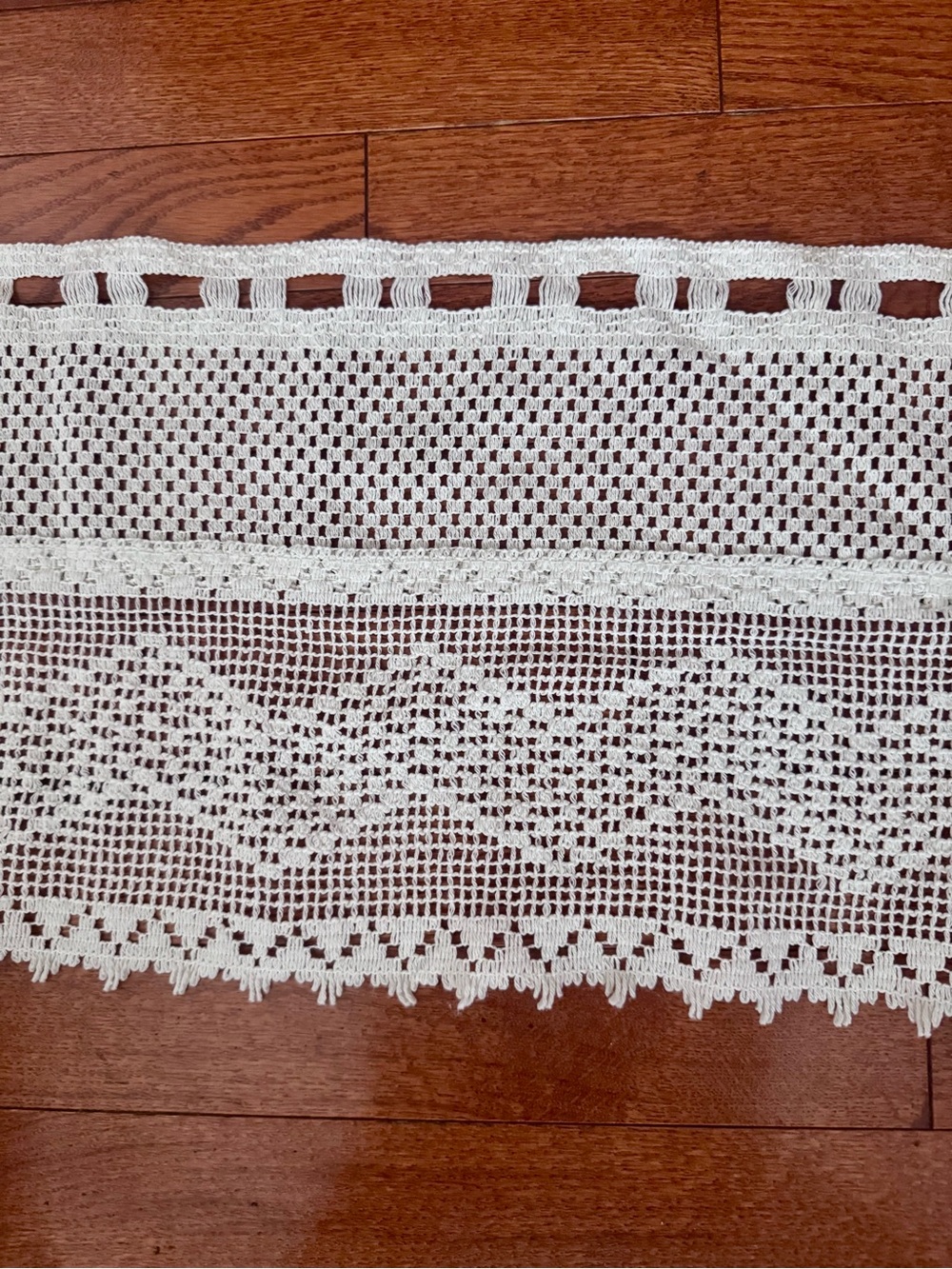 Vintage Sears Cream Crochet Lace Curtain Valance